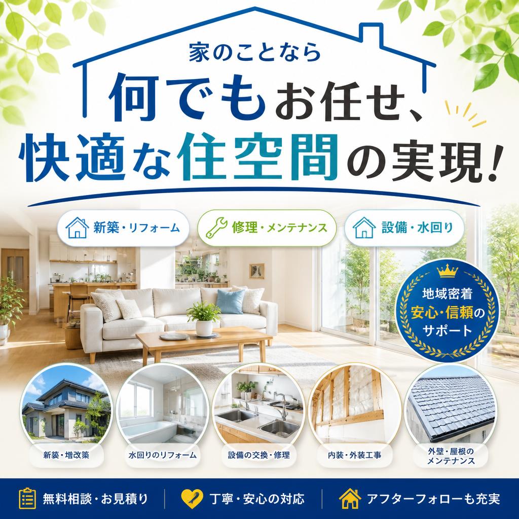 家のことなら何でもお任せ、快適な住空間の実現！